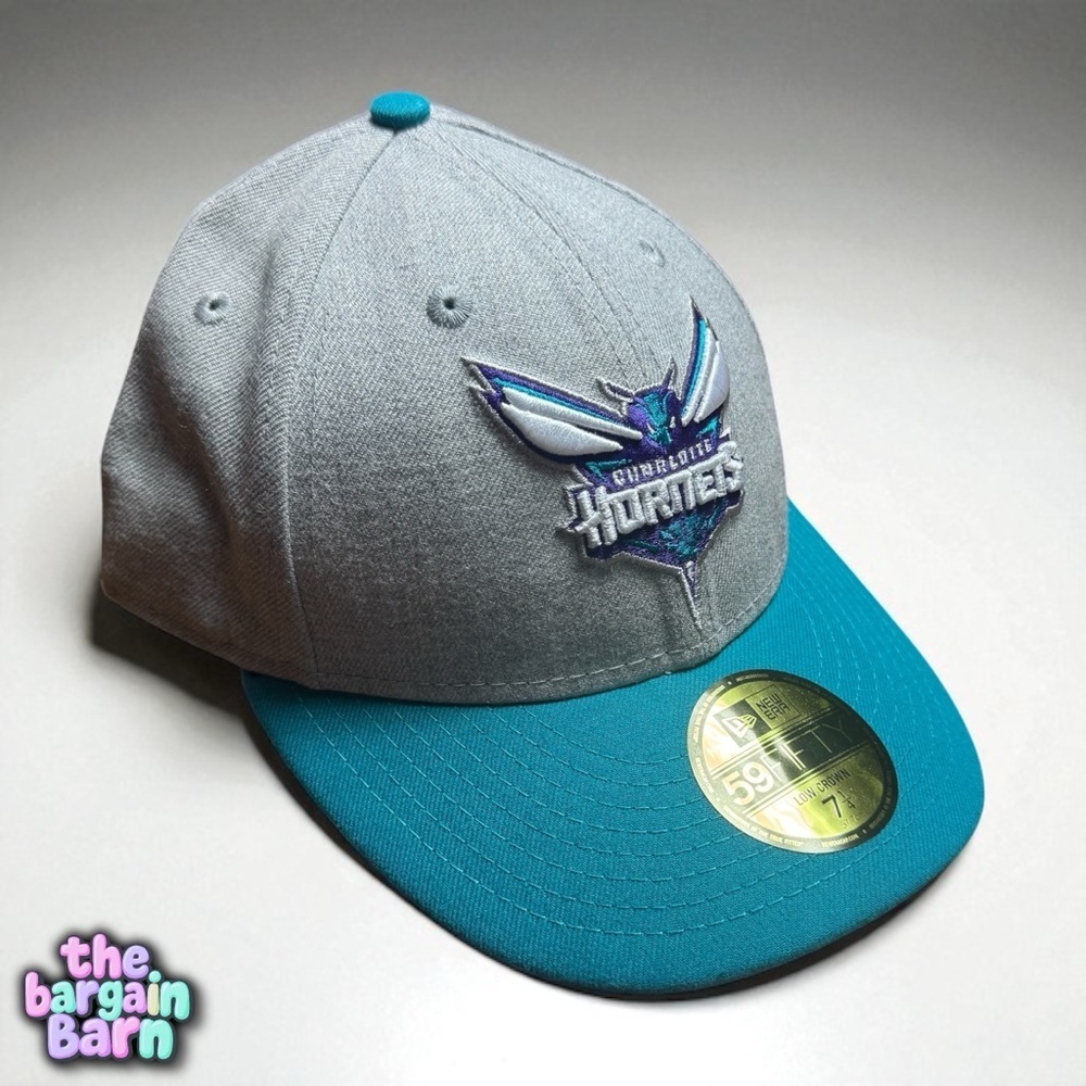 Charlotte Hornets New Era 59Fifty Low Crown Gray/Teal Fitted NBA Hat (7-1/4)